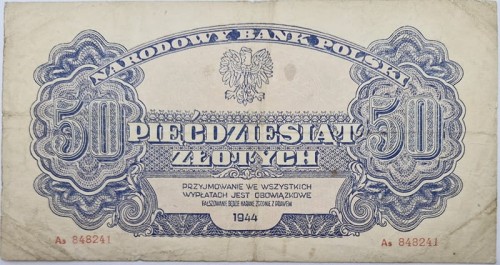 50 zł 1944 seria lubelska awers