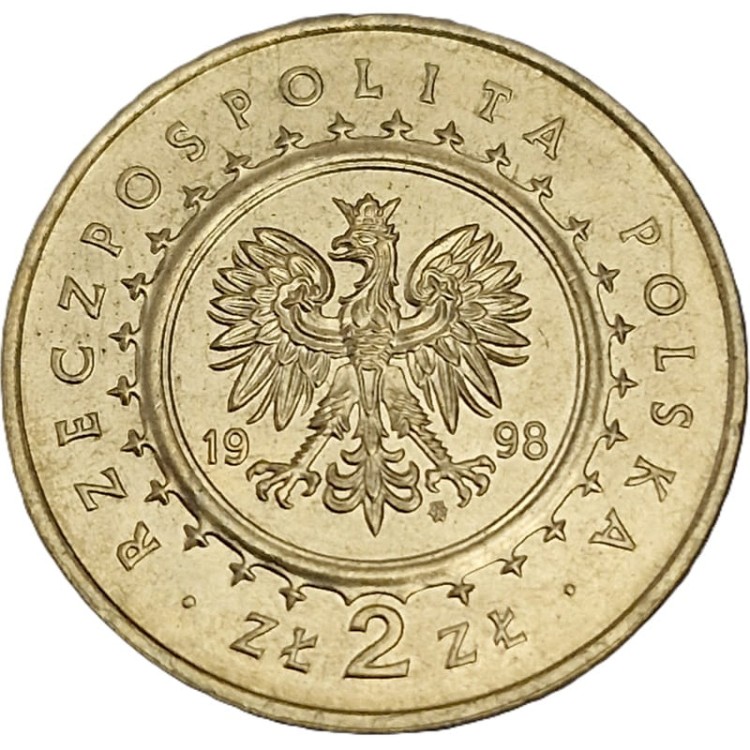 Moneta okolicznościowa 2 zł Zamek w Kórniku 1998 awers