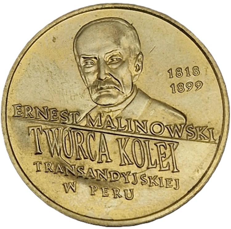 Moneta okolicznościowa 2 złote Ernest Malinowski 1999 rewers