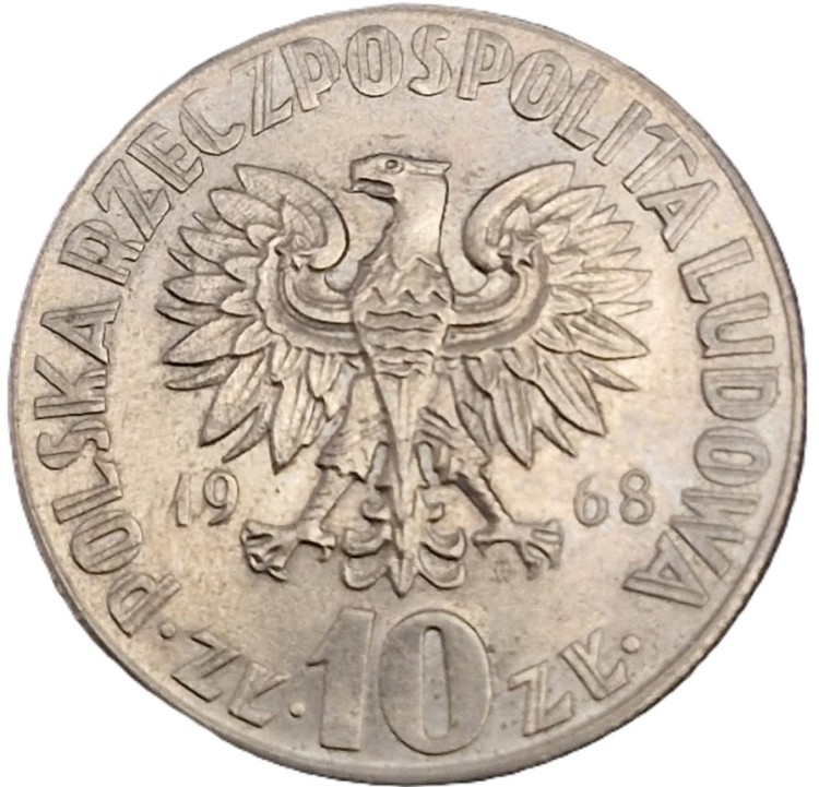 Moneta 10 zł Mikołaj Kopernik 1968 awers