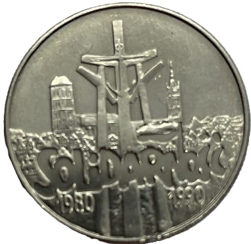 Moneta 10000 zł Solidarność 1980-1990 1990 rewers