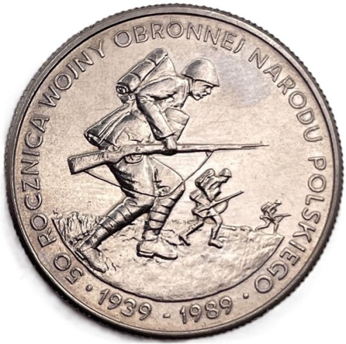 Moneta 500zl 50 rocznica wojny obronnej rewers 1989 rewers
