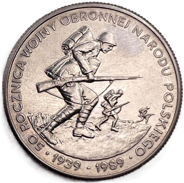 Moneta 500zl 50 rocznica wojny obronnej rewers 1989 rewers