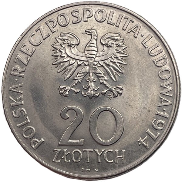 Moneta 20 zł XXV lat RWPG 1974 awers