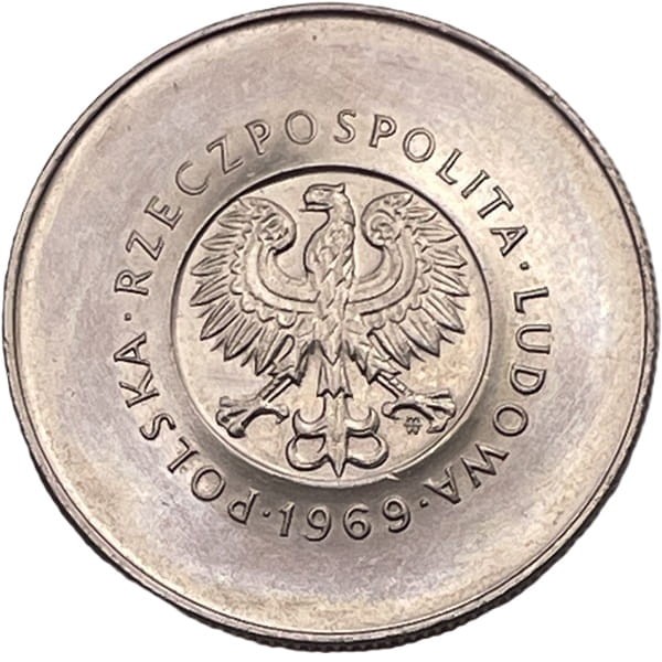 Moneta 10 zł Dwudziesta Piąta Rocznica PRL 1969 r awers