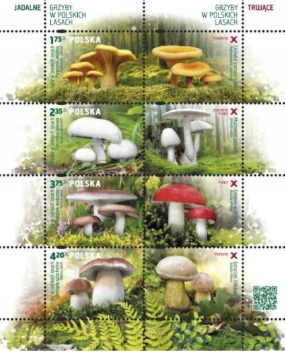 Znaczki grzyby w polskich lasach arkusz 2014 r.