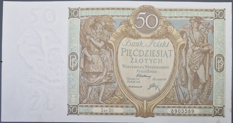 Banknot 50 złotych 1929 awers
