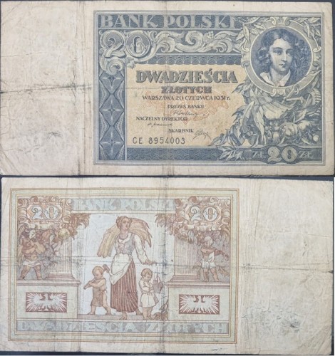 Banknot 20 złotych 1931 stan 4