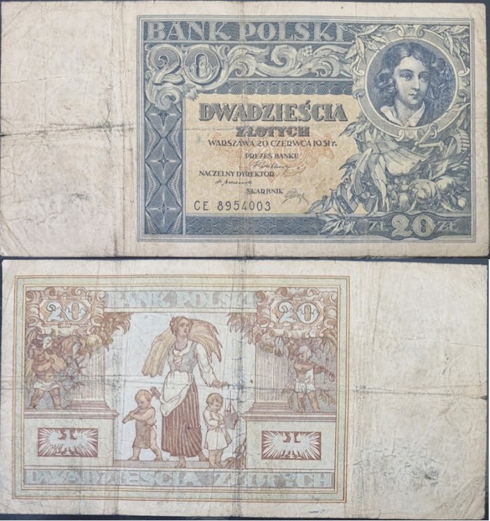 Banknot 20 złotych 1931 stan 4