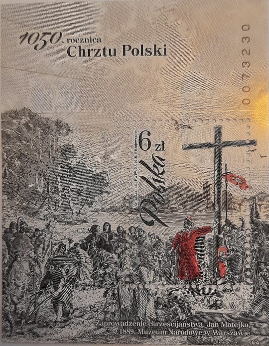 Znaczek 1050. rocznica Chrztu Polski Blok 2016 r.
