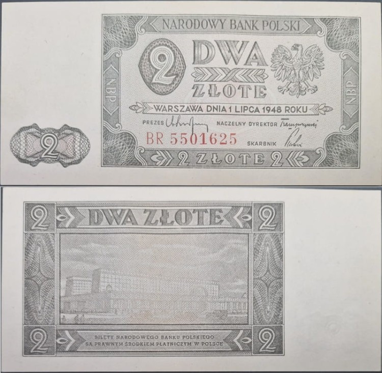 Banknot 2 złote 1948