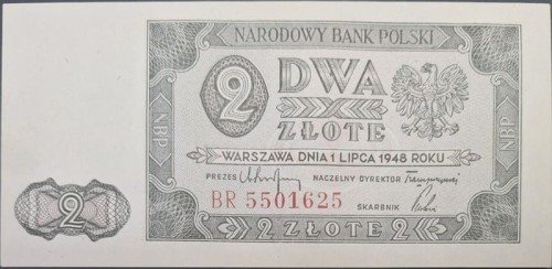 Banknot 2 złote 1948 awers