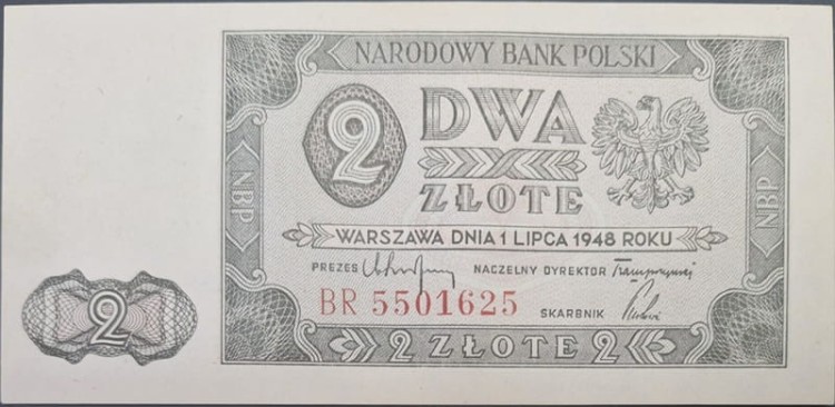 Banknot 2 złote 1948 awers