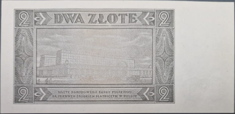 Banknot 2 złote 1948 rewers
