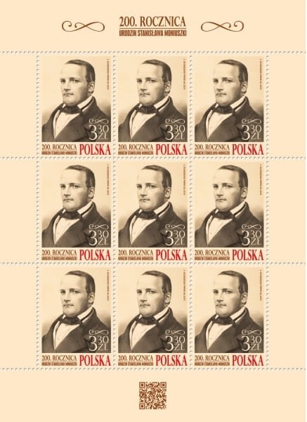 Znaczki 200. rocz. Urodzin Stanisława Moniuszki Arkusz 2019 r.