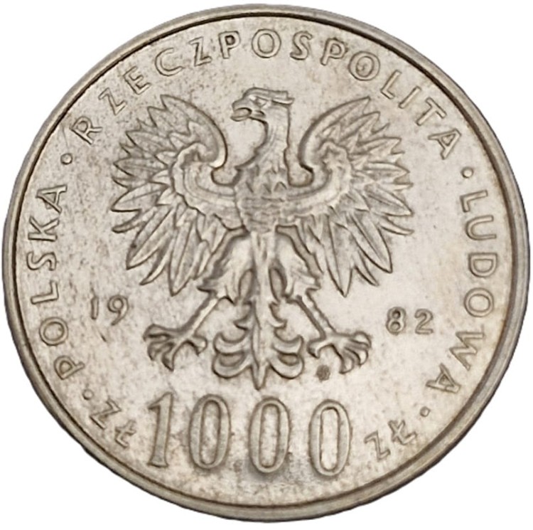 Moneta 1000 zł Jan Paweł II 1982 awers
