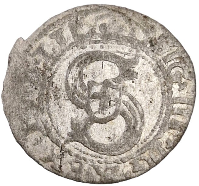 Moneta szeląg ryski 1588-1604 Zygmunt III Waza awers