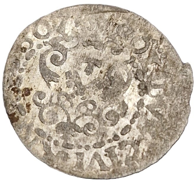 Moneta szeląg ryski 1588-1604 Zygmunt III Waza rewers