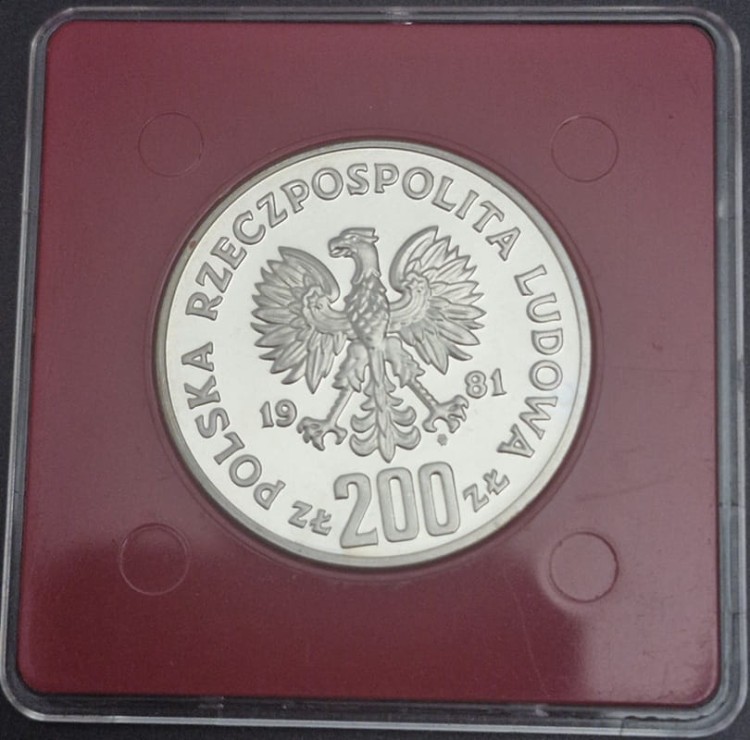 Moneta 200 zł Bolesław II Śmiały PRÓBA 1981 awers