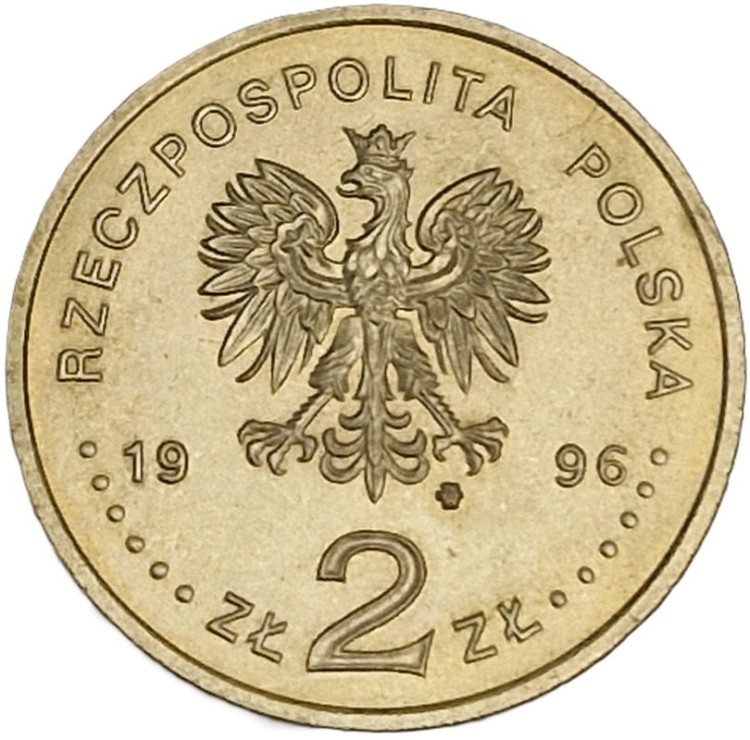 Moneta okolicznościowa 2 złote Zygmunt August 1996 awers