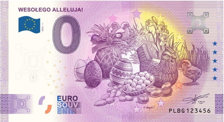 0 euro Wesołego Alleluja 2022  rewers