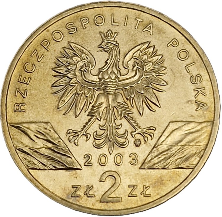 Moneta okolicznościowa 2 zł Węgorz europejski 2003 awers