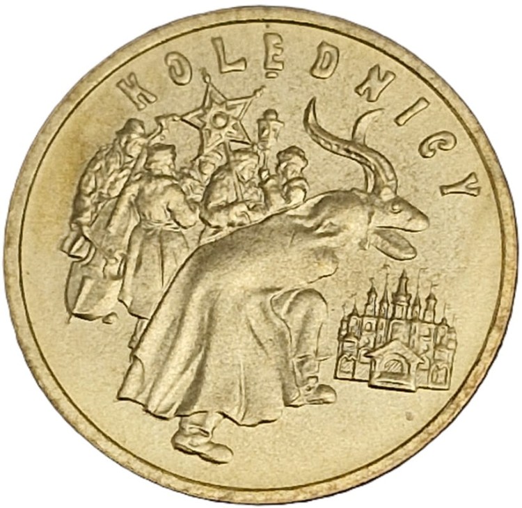 Moneta okolicznościowa 2 zł Kolędnicy 2001 rewers