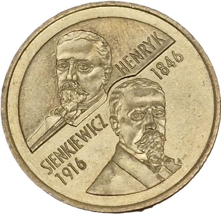 Moneta okolicznościowa 2 zł Henryk Sienkiewicz 1996 rewers
