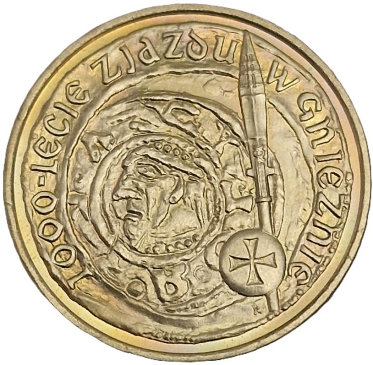 Moneta okolicznościowa 2 zł 1000-lecie Zjazdu w Gnieźnie 2000 rewers