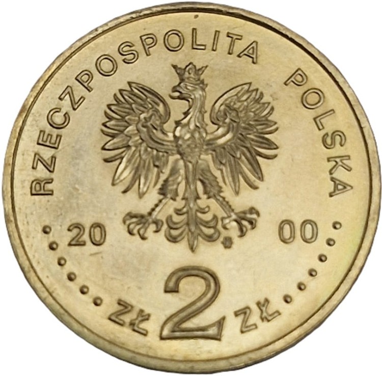 Moneta okolicznościowa 2 zł 1000-lecie Zjazdu w Gnieźnie 2000 awers