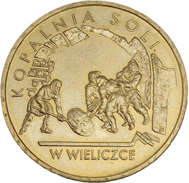 Moneta okolicznościowa 2 zł Kopalnia Soli w Wieliczce 2001 rewers