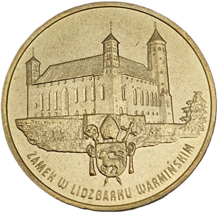 Moneta okolicznościowa 2 zł Zamek w Lidzbarku Warmińskim 1996 rewers