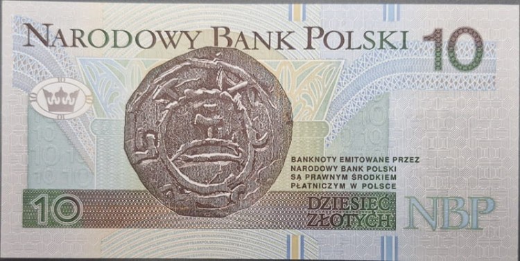 Banknot 10 zł 1994 seria HE rewers