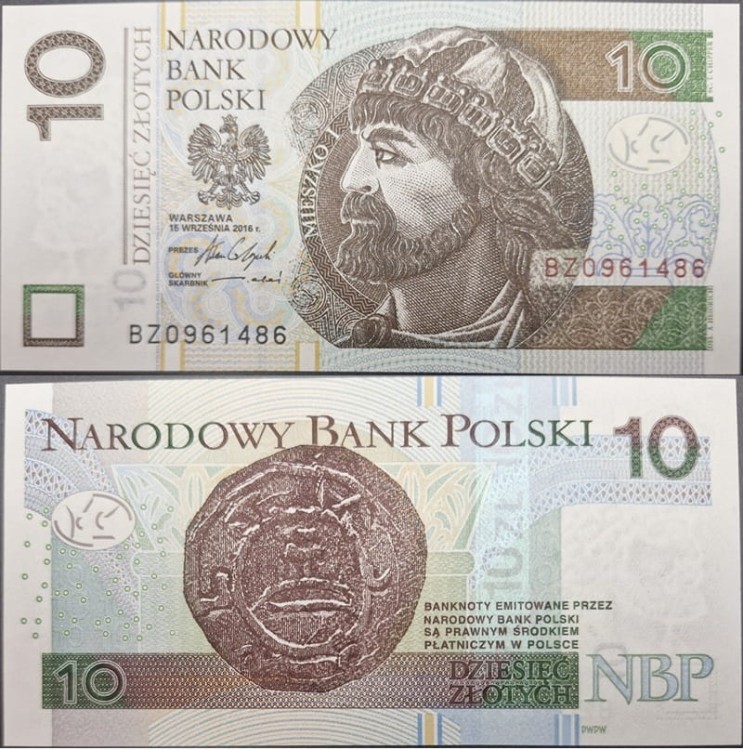 Banknot 10 zł 2016 BZ UNC