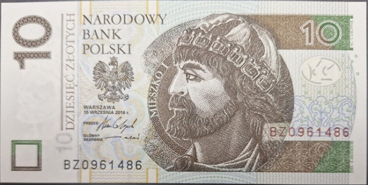 Banknot 10 zł 2016 BZ UNC awers