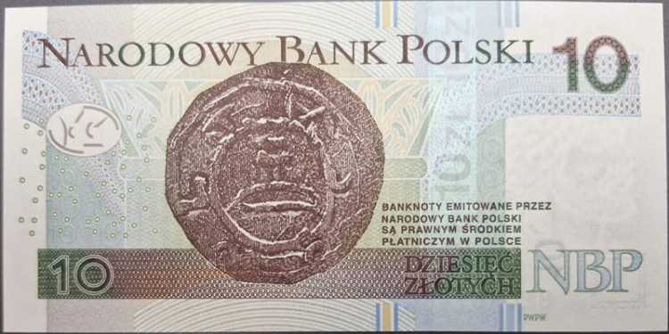 Banknot 10 zł 2016 BR rewers