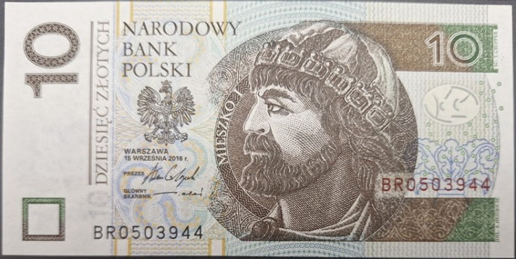 Banknot 10 zł 2016 BR  awers