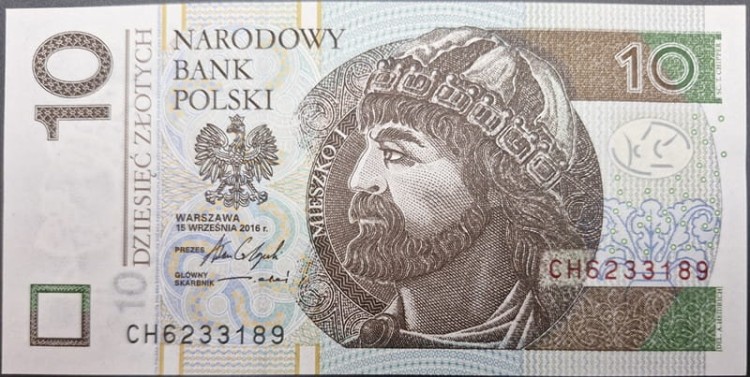 Banknot 10 zł 2016 CH Mieszko I awers