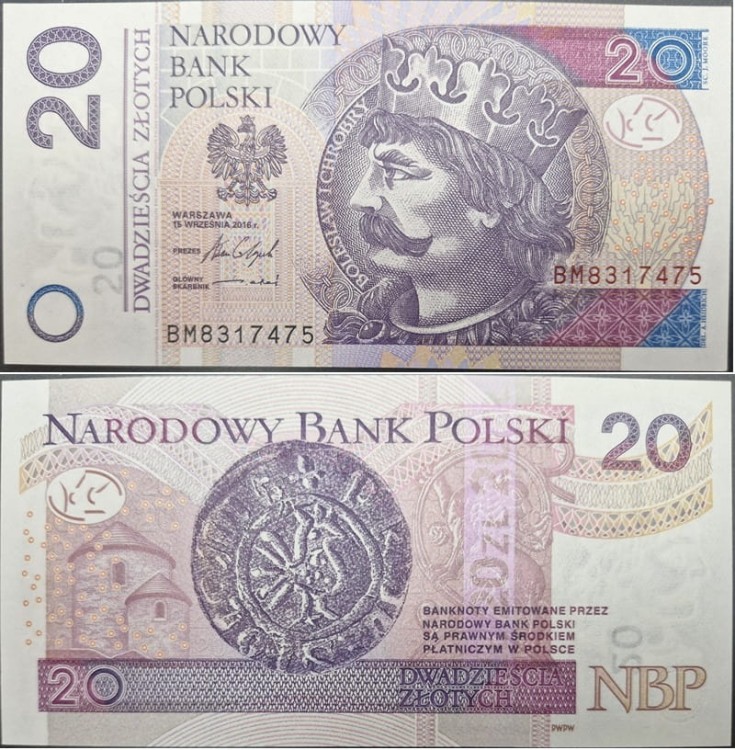 Banknot 20 zł 2016 BM