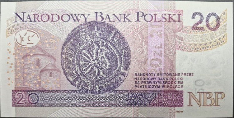 Banknot 20 zł 2016 BM rewers