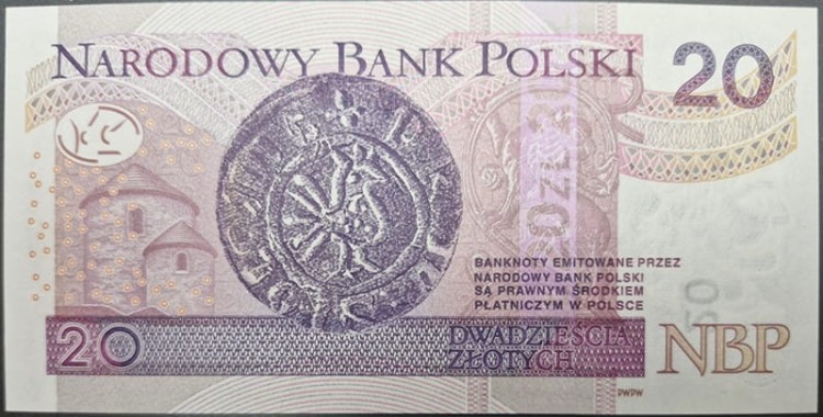 Banknot 20 zł 2016 BZ Bolesław Chrobry rewers