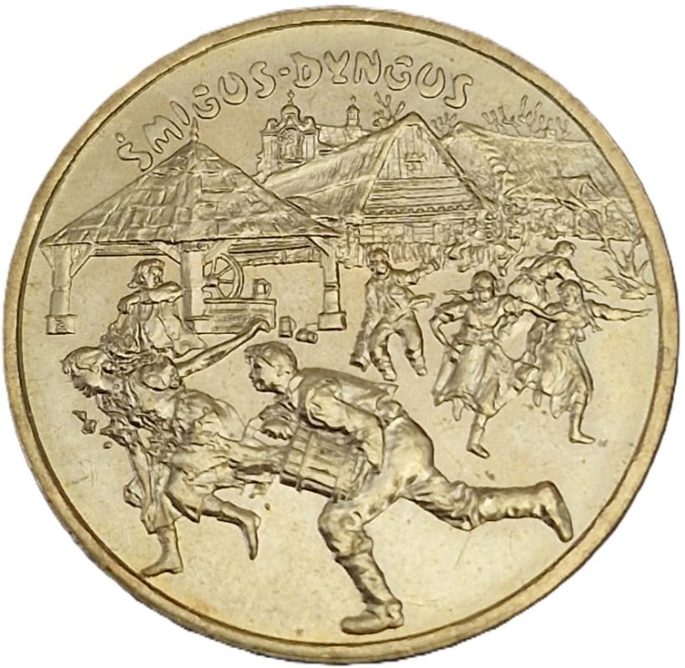Moneta okolicznościowa 2 zł Śmigus - Dyngus 2003 rewers