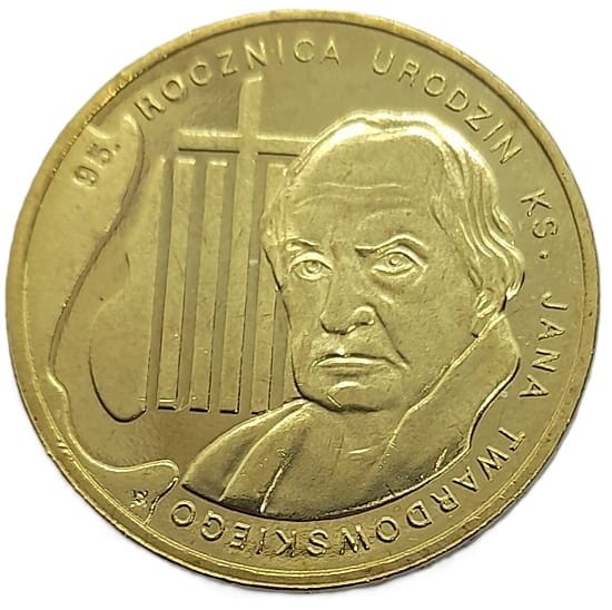 Moneta 2 zł z 95 Urodzin Ks Jana Twardowskiego 2010 rewers
