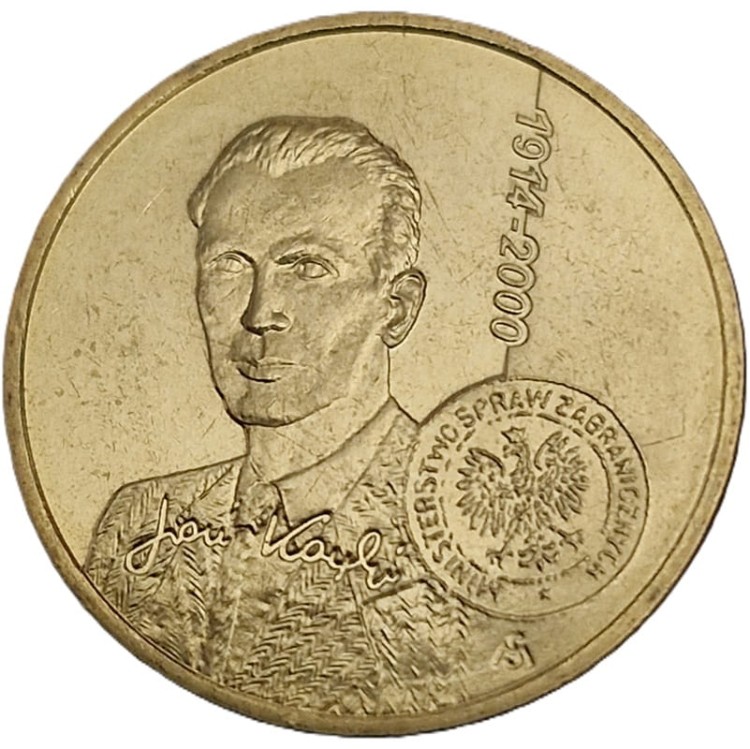 Moneta 2 zł 100 rocznica urodzin Jana Karskiego 2014 rewers