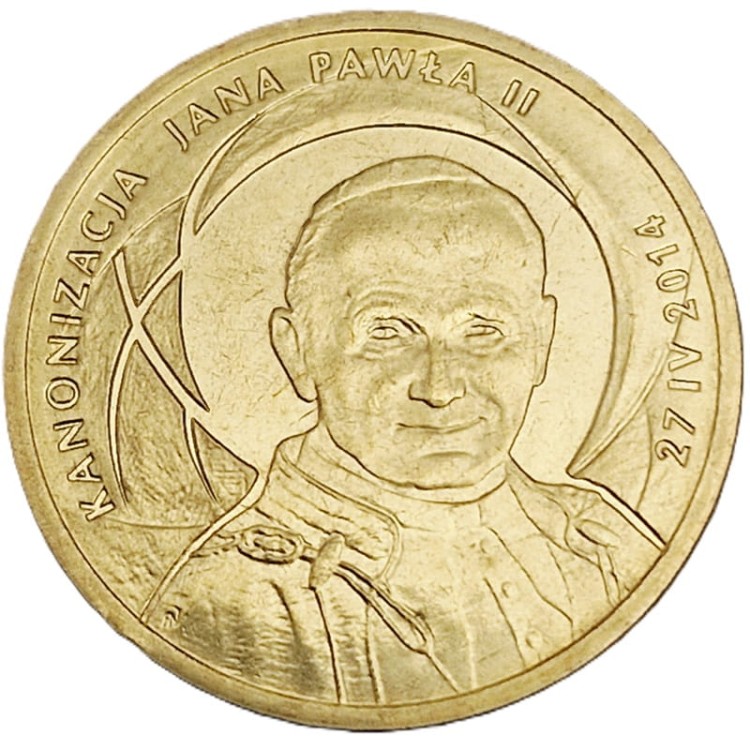 Moneta 2 zł Kanonizacja Jana Pawła II 2014 rewers