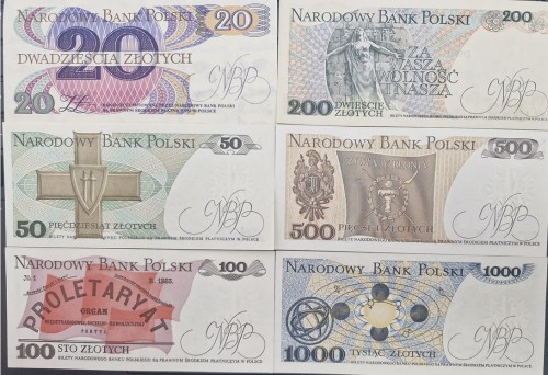 Banknot obiegowych Banknotów PRL od 20 do 1000 złotych