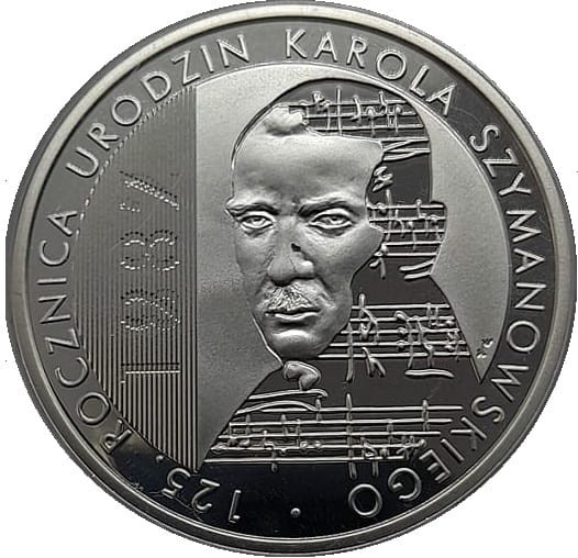 Moneta 10 zł 125. rocz. urodzin Karola Szymanowskiego 2007 rewers