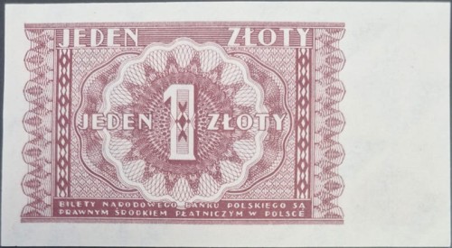 Banknot 1 złoty 1946 awers