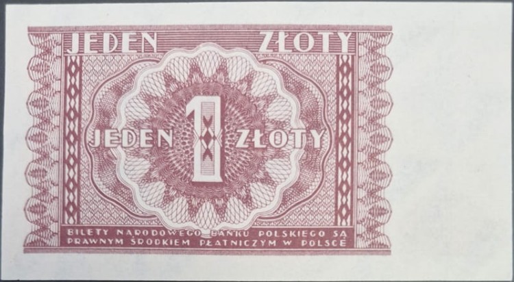 Banknot 1 złoty 1946 awers