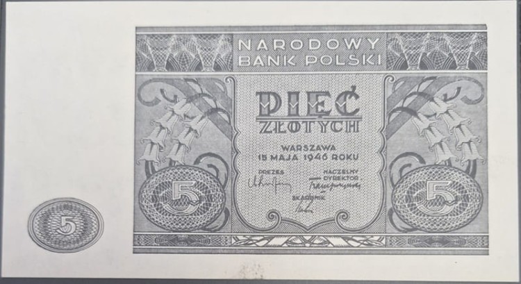 Banknot 5 zł 1946 awers